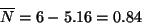 \begin{displaymath}\overline{N}=6-5.16= 0.84\end{displaymath}