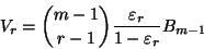 \begin{displaymath}V_r= {m-1\choose r-1}{\varepsilon_r\over 1-\varepsilon_r}B_{m-1} \end{displaymath}
